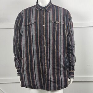 Territory Ahead Mens Quilted Lined Striped Shirt Jacket Flannel Shacket L